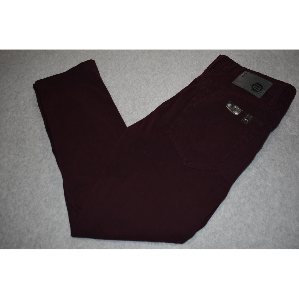 Buffalo David Bitton Ash-X Pants Men 32x30 Burgundy Slim Stretch 1972 BM18572